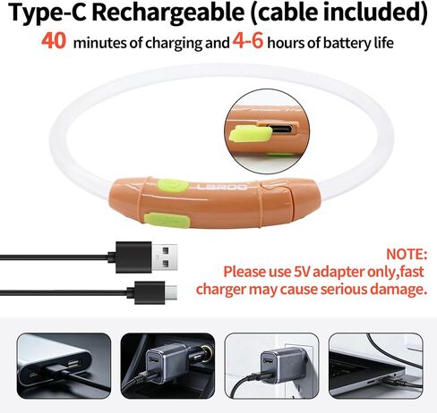 طوق الكلب LED، طوق لارو المضيء بألوان قوس قزح قابل لإعادة الشحن، طوق متوهج مرئي 360 درجة للمشي ليلاً، مصابيح آمنة مقاومة للماء للكلاب الصغيرة والمتوسطة والكبيرة in Kuwait