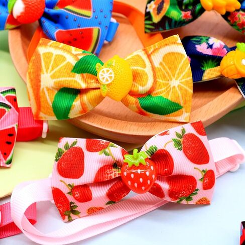 15pcs Summer Dog Bow Ties Bulk Adjustable Hawaii Fruit Pattern Pet Collar Bows for Small Medium Dogs Boys Girls Pet Collar Accessories in Saudi Arabia