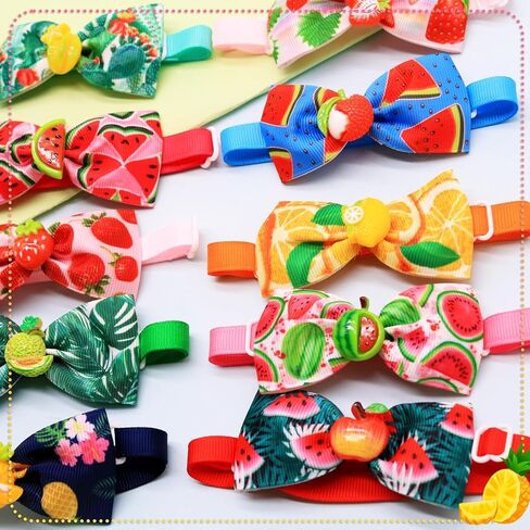 15pcs Summer Dog Bow Ties Bulk Adjustable Hawaii Fruit Pattern Pet Collar Bows for Small Medium Dogs Boys Girls Pet Collar Accessories in Saudi Arabia