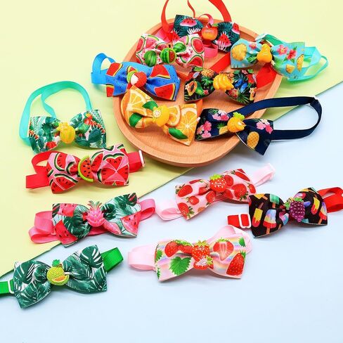 15pcs Summer Dog Bow Ties Bulk Adjustable Hawaii Fruit Pattern Pet Collar Bows for Small Medium Dogs Boys Girls Pet Collar Accessories in Saudi Arabia
