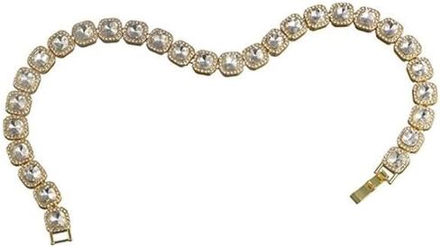 Luxury Shining Pet Collars Alloy Pet Accessories Adjustable Diamond Dog Chain Collar Decorative Rhinestone(M,Silver) in Kuwait
