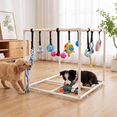 Puppy Play Gym with 15 Toys, Puppy Toys to Keep Them Busy Indoor Play Gym for Mental Stimulation, 23.2" Small Dog Play PVC Frame with Straps in Kuwait