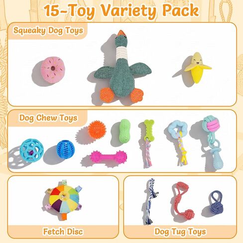 Puppy Play Gym with 15 Toys, Puppy Toys to Keep Them Busy Indoor Play Gym for Mental Stimulation, 23.2" Small Dog Play PVC Frame with Straps in Kuwait