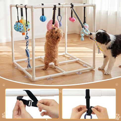 Puppy Play Gym with 15 Toys, Puppy Toys to Keep Them Busy Indoor Play Gym for Mental Stimulation, 23.2" Small Dog Play PVC Frame with Straps in Kuwait