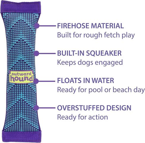 Outward Hound FlyFetch Firehose Fetch Ultra-Durable Dog Toy with Squeaker, Floats in Water, All Breeds, 16" in Kuwait