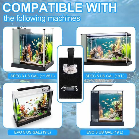 Threlaco 4 Set Aquarium Filter Compatible with Fluval SPEC, EVO, Betta and Flex Desktop Aquarium Series, Foam Filter, Carbon, Ammonia/Phosphate/Nitrite Remover Pad, Ceramic Ring, Cord, Grease & Bag in Kuwait