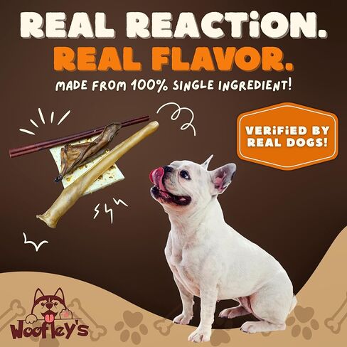 صندوق مضغ متنوع للكلاب بوزن 10 رطل من Woofley - علاجات لحوم البقر الطبيعية للكلاب - عصي الفتوة، وعصي الكولاجين، وخدود اللحم البقري والمزيد - مضغ للكلاب طويل الأمد للكلاب المتوسطة والكبيرة in Kuwait