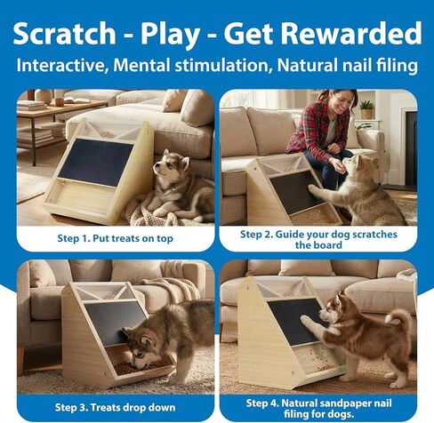 Dog Nail Scratch Board with Treat: Wooden Dog Nail File Board with Replaceable Sandpaper, Quiet Dog Nail Trimmer Alternative for Stress-Free Nail Care in Kuwait
