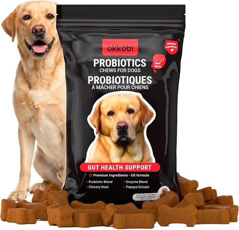Probiotics for Dogs Chews 150PCs - Digestive, Gut Health & Diarrhea Support - Probiotic Chews for Dogs - Vet Approved US Formula with Dog Probiotics, Enzymes & Natural Ingredients - Chicken in Kuwait