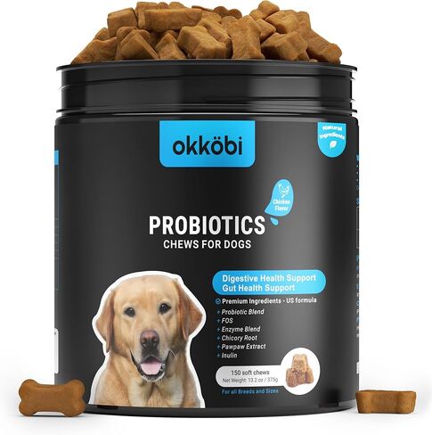 Probiotics for Dogs Chews 150PCs - Digestive, Gut Health & Diarrhea Support - Probiotic Chews for Dogs - Vet Approved US Formula with Dog Probiotics, Enzymes & Natural Ingredients - Chicken in Saudi Arabia