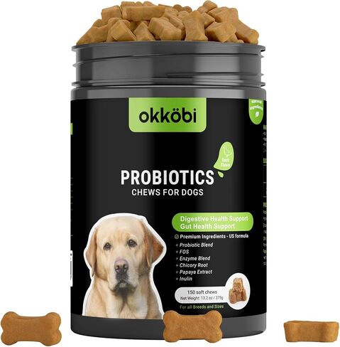 Probiotics for Dogs Chews 150PCs - Digestive, Gut Health & Diarrhea Support - Probiotic Chews for Dogs - Vet Approved US Formula with Dog Probiotics, Enzymes & Natural Ingredients - Chicken in Saudi Arabia