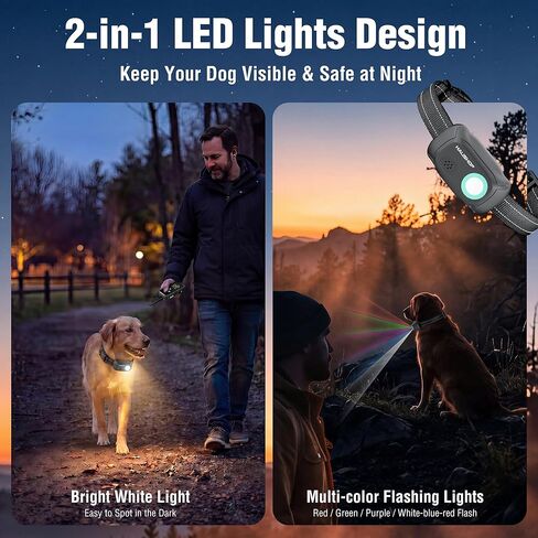 HAUSHOF Shock Collar for Dog, 2 Systems Dog Training Collar with Remote 4000FT Range, IP67 Waterproof Two-Way Communication Shock Collar with Positioning Light, Warning, Vibration(1 Collar) in Saudi Arabia