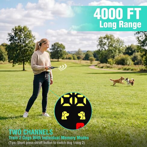 HAUSHOF Shock Collar for Dog, 2 Systems Dog Training Collar with Remote 4000FT Range, IP67 Waterproof Two-Way Communication Shock Collar with Positioning Light, Warning, Vibration(1 Collar) in Saudi Arabia