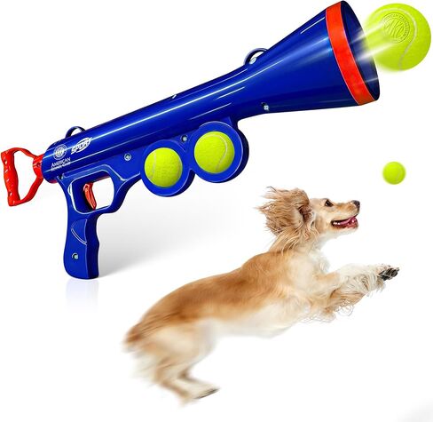 American Kennel Club Dog Ball Launcher, Tennis Ball Thrower for Dogs, Interactive Fetch Toy, Hands-Free Pickup, Launches 40-50+ ft, Includes Ball & Strap, Promotes Active Play & Exercise, Large in Kuwait