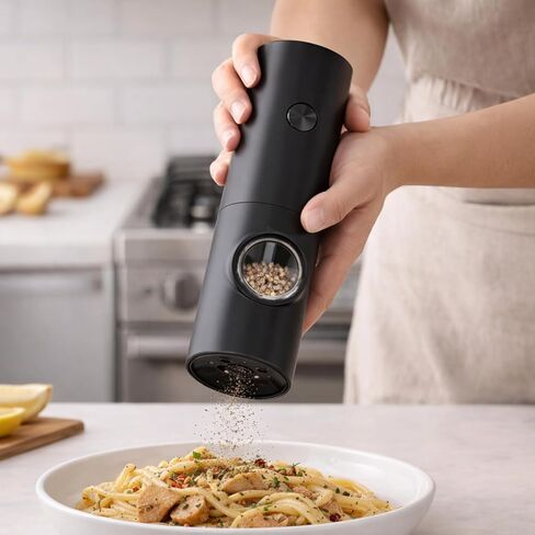 1Pcs Electric Salt and Pepper Grinder Set, Automatic Pepper Mill with Adjustable Coarseness Design in Kuwait