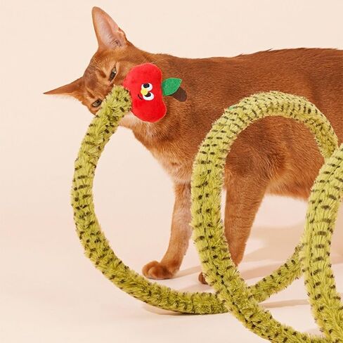 ZEZE Forest Snake Spiral Cat Tunnel Toy with Catnip, Bell & Hanging Teasers, Foldable Interactive Plush Tunnel for Indoor Cats in Kuwait
