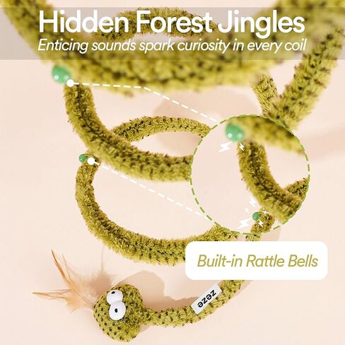ZEZE Forest Snake Spiral Cat Tunnel Toy with Catnip, Bell & Hanging Teasers, Foldable Interactive Plush Tunnel for Indoor Cats in Kuwait