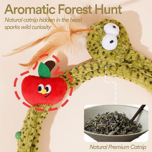 ZEZE Forest Snake Spiral Cat Tunnel Toy with Catnip, Bell & Hanging Teasers, Foldable Interactive Plush Tunnel for Indoor Cats in Kuwait