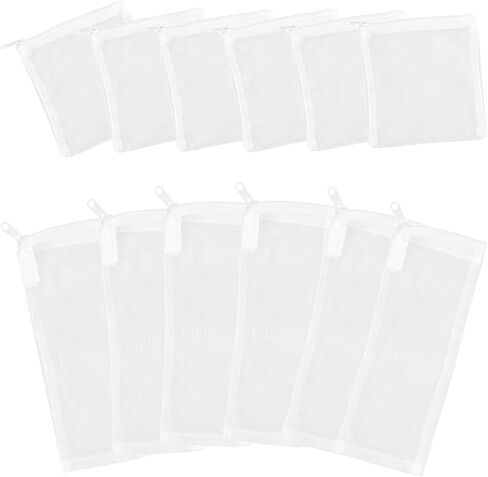 12PCS Aquarium Filter Media Bags, 6PCS 4" x 4" & 6PCS 3" x 8" Extra Fine 100 Micron Mesh with Plastic Zipper for Fish Tank Filter Media, Activated Carbon in Kuwait