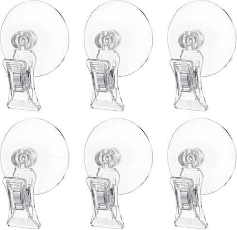 6 Pcs Aquarium Suction Cups with Clips - Aquarium Suction Cup Clips - Clear Plastic Fish Feeder Tool for Advertising Display Business Cards Fishes Feeding Veggie Feed Holder in Kuwait