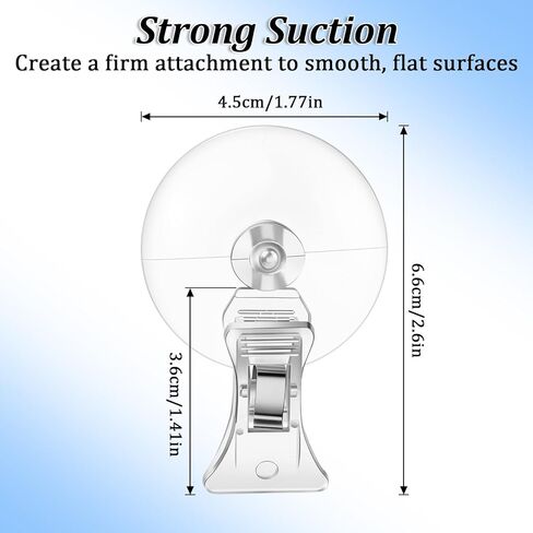 6 Pcs Aquarium Suction Cups with Clips - Aquarium Suction Cup Clips - Clear Plastic Fish Feeder Tool for Advertising Display Business Cards Fishes Feeding Veggie Feed Holder in Kuwait