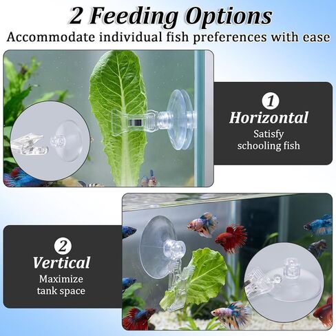 6 Pcs Aquarium Suction Cups with Clips - Aquarium Suction Cup Clips - Clear Plastic Fish Feeder Tool for Advertising Display Business Cards Fishes Feeding Veggie Feed Holder in Kuwait