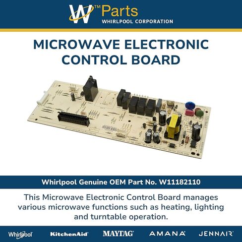 Whirlpool W11182110 Genuine OEM Microwave Electronic Control Board Replacement Part - Replaces W11120610 and W11122075 in Kuwait