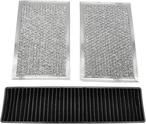 3PCS Microwave Filter Set, Compatible with GE JVM7195SK6SS PNM9216SK5SS JVM7195EK5ES JNM7196DK5BB JVM7195DK5WW JNM7196SK6SS - Microwave Oven Grease Filter & Charcoal Filters Replacement in Kuwait
