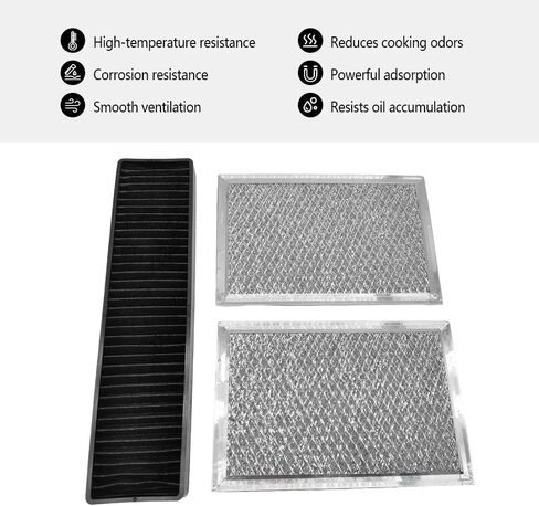 3PCS Microwave Filter Set, Compatible with GE JVM7195SK6SS PNM9216SK5SS JVM7195EK5ES JNM7196DK5BB JVM7195DK5WW JNM7196SK6SS - Microwave Oven Grease Filter & Charcoal Filters Replacement in Kuwait