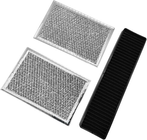 3PCS Microwave Filter Set, Compatible with GE JVM7195SK6SS PNM9216SK5SS JVM7195EK5ES JNM7196DK5BB JVM7195DK5WW JNM7196SK6SS - Microwave Oven Grease Filter & Charcoal Filters Replacement in Kuwait