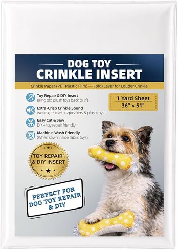 36" x 51" Crinkle Paper for Dog Toys – Noise Making Plastic Film for DIY Dog Toys, Easy to Cut & Sew, Enough Material for Around 20 Large Dog Toys in Kuwait