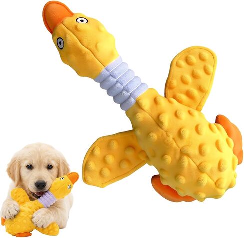 Duck Dog Squeak Toy for Aggressive Chewers, 2026 New Yellow Duck Dog Squeak Toys, Indestructible Toy with Built-in Squeaker for Boredom Relief, Large, Medium,Small Breed to Keep Them Busy in Kuwait