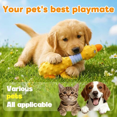 Duck Dog Squeak Toy for Aggressive Chewers, 2026 New Yellow Duck Dog Squeak Toys, Indestructible Toy with Built-in Squeaker for Boredom Relief, Large, Medium,Small Breed to Keep Them Busy in Kuwait