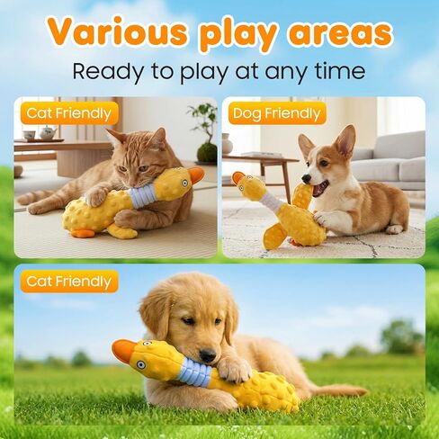 Duck Dog Squeak Toy for Aggressive Chewers, 2026 New Yellow Duck Dog Squeak Toys, Indestructible Toy with Built-in Squeaker for Boredom Relief, Large, Medium,Small Breed to Keep Them Busy in Kuwait