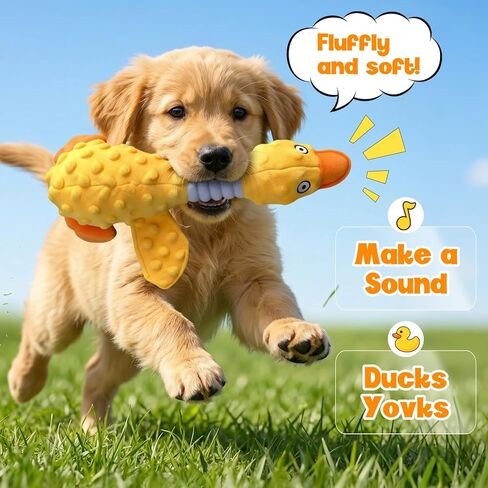 Duck Dog Squeak Toy for Aggressive Chewers, 2026 New Yellow Duck Dog Squeak Toys, Indestructible Toy with Built-in Squeaker for Boredom Relief, Large, Medium,Small Breed to Keep Them Busy in Kuwait