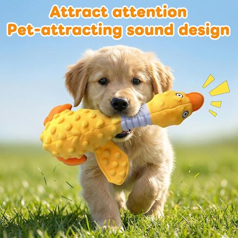 Duck Dog Squeak Toy for Aggressive Chewers, 2026 New Yellow Duck Dog Squeak Toys, Indestructible Toy with Built-in Squeaker for Boredom Relief, Large, Medium,Small Breed to Keep Them Busy in Kuwait