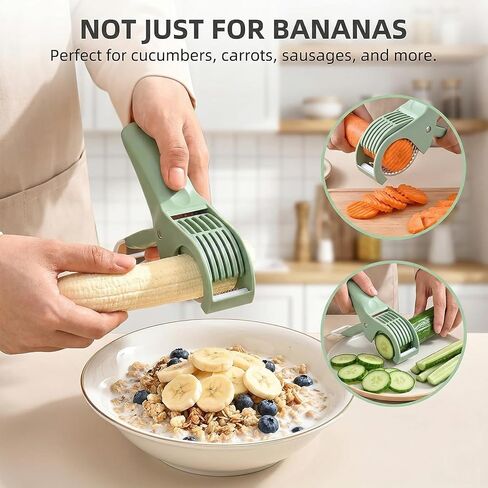 Multifunctional Banana Slicer,Grape Cutter,Green Banana Cutter,Strawberry Slicer,Grape Slicer,Stainless Steel Slicer With Abs Handle,Dishwasher Safe,Food Manual Slicer For Banana,Strawberry,Grape in Kuwait