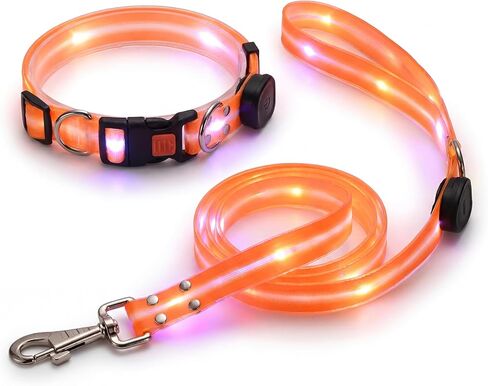 مجموعة طوق ومقود للكلاب بإضاءة LED (أسود) - ألوان زاهية متعددة - مقاومة تمامًا للطقس - قابلة للتعديل، مقاس واحد يناسب معظم الأشخاص (14 بوصة إلى 22 ½ بوصة) - كل من الطوق والمقود قابلان لإعادة الشحن عبر USB - متوفر بأربعة ألوان in Kuwait