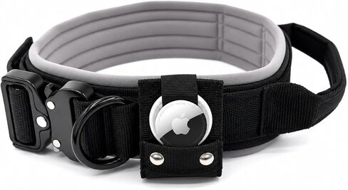 Tactical Dog Collar with AirTag Holder, Heavy Duty Nylon K9 Collar, Quick Release Metal Buckle, Waterproof Adjustable Collar for Small to Large Dogs (AirTag Not Included) (Large) in Kuwait