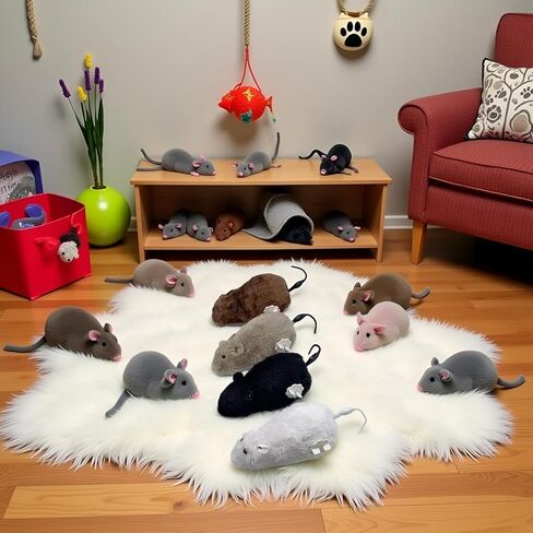 Furry Mice Cat Toy Wind Up Realistic Mouse Toys Funny Moving Pet Supplies (1Pc Random Color) in Kuwait