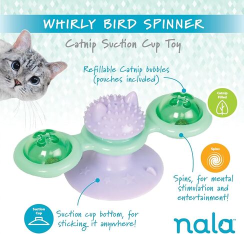 Caitec Presents Nala Cat Whirly Bird Suction Spinner - Interactive Cat Toy - Catnip Compatible, 2 Pack in Kuwait