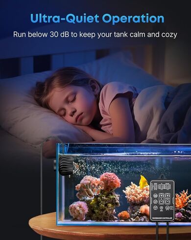 صانع موجة Pawfly لأحواض السمك 2100 GPH، حوض السمك Powerhead DC 24V 10W، مضخة دوران حوض السمك مع قاعدة مغناطيسية، صانع الموجات لخزان المياه المالحة للمياه العذبة 30-300 جالون in Kuwait