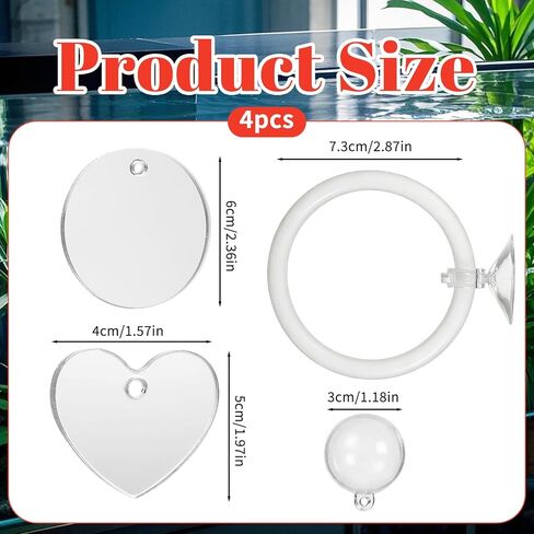 Betta Fish Exercise Ring and Betta Mirror Floating Ball Set Training Enrichment Toys Fish Tank Decorations Resting & Feeding Kit Aquarium for Small Tank in Kuwait