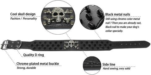 2" Wide Spiked Dog Collars, Leather Dog Collars for Large Medium Dogs, Pit Bull Mastiff Rottweiler,Pitbull,Labrador, Boxer (L:19-22", Black-1) in Kuwait
