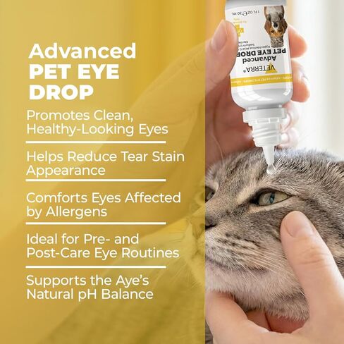 Dog and Cat Eye Care Solution for Dog & Cat – Vet Recommended Eye Cleaner, Helps Remove Eye Discharge & Tear Stains, Supports Eye Hygiene, Gentle Daily Use Eye Wash - 1 Oz 30 Ml in Kuwait