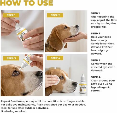 Dog and Cat Eye Care Solution for Dog & Cat – Vet Recommended Eye Cleaner, Helps Remove Eye Discharge & Tear Stains, Supports Eye Hygiene, Gentle Daily Use Eye Wash - 1 Oz 30 Ml in Kuwait