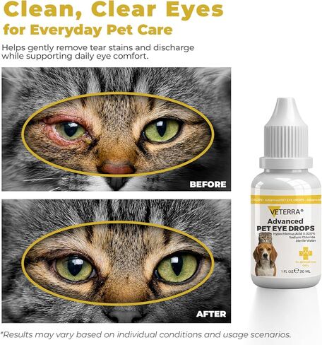 Dog and Cat Eye Care Solution for Dog & Cat – Vet Recommended Eye Cleaner, Helps Remove Eye Discharge & Tear Stains, Supports Eye Hygiene, Gentle Daily Use Eye Wash - 1 Oz 30 Ml in Kuwait