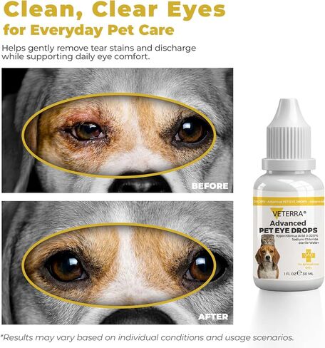 Dog and Cat Eye Care Solution for Dog & Cat – Vet Recommended Eye Cleaner, Helps Remove Eye Discharge & Tear Stains, Supports Eye Hygiene, Gentle Daily Use Eye Wash - 1 Oz 30 Ml in Kuwait