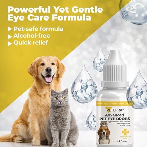 Dog and Cat Eye Care Solution for Dog & Cat – Vet Recommended Eye Cleaner, Helps Remove Eye Discharge & Tear Stains, Supports Eye Hygiene, Gentle Daily Use Eye Wash - 1 Oz 30 Ml in Kuwait