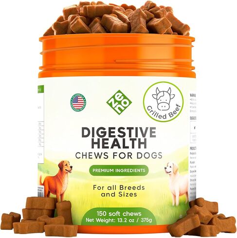 ZENO Probiotics for Dogs Chews 150Pcs - Digestive, Gut Health & Diarrhea Support - Chews for Dogs - US Formula with Probiotics, Enzymes & Natural Ingredients - Roast Chicken in Saudi Arabia